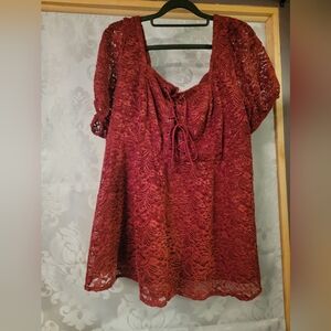 Torrid Babydoll Chenille Lace Square Neck Blouse